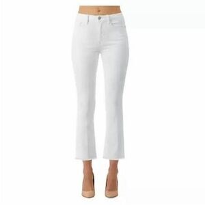 Morrison Denim "Starlet" Boot Crop Raw Hem White Mid Rise Jean